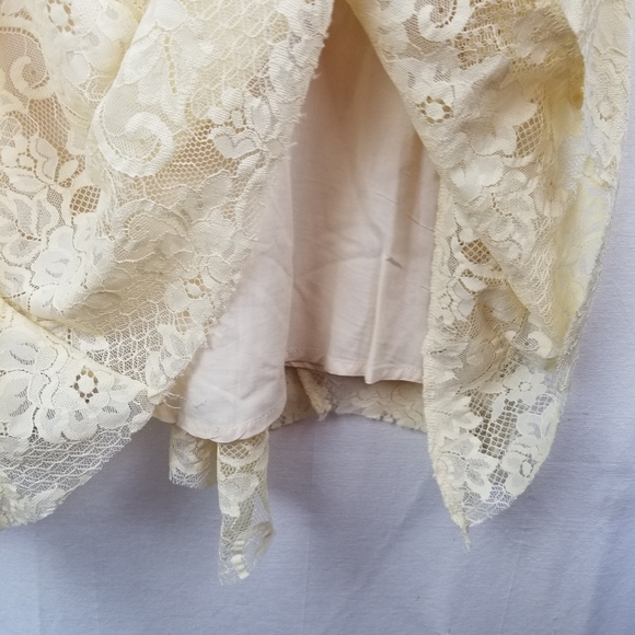 New Free People Ivory Guilded Lace Boho Open Back Dress Size XS - Picture 11 of 13